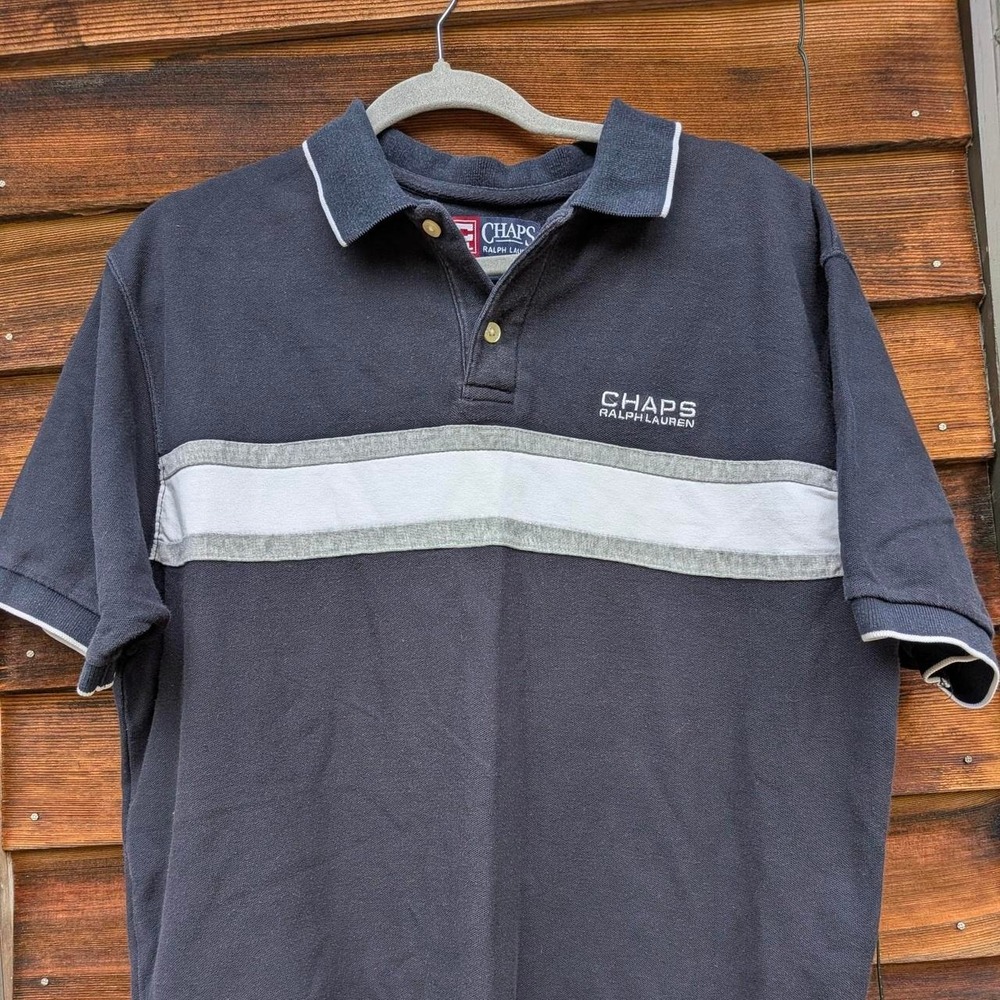 CHAPS Ralph Lauren Navy logo Polo Cotton size medium